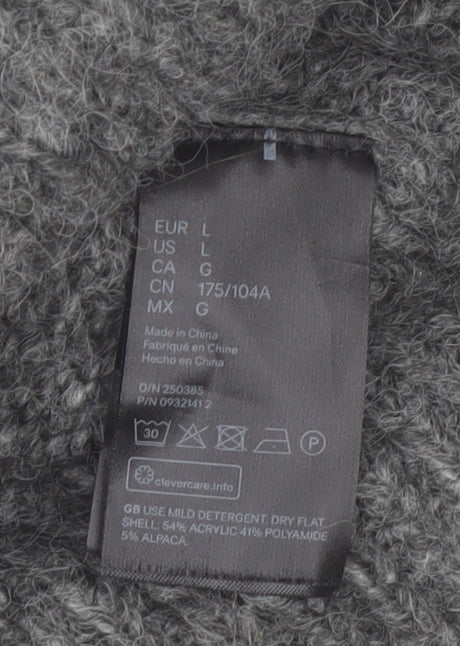 H&M Womens Grey Cowl Neck Long Sleeve Knit Jumper Size L