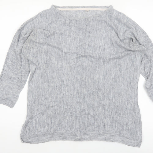 White Stuff Women’s Grey Linen Cotton Boat Neck Jumper Size 12