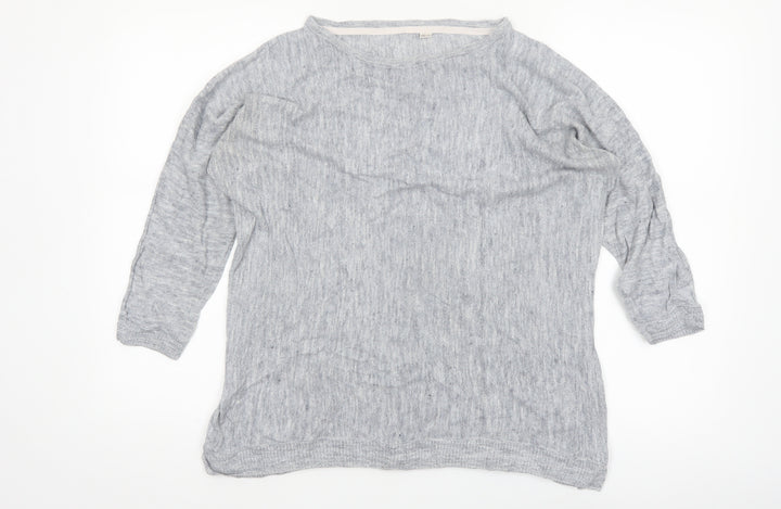 White Stuff Women’s Grey Linen Cotton Boat Neck Jumper Size 12