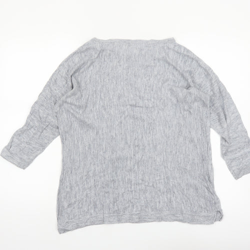 White Stuff Women’s Grey Linen Cotton Boat Neck Jumper Size 12