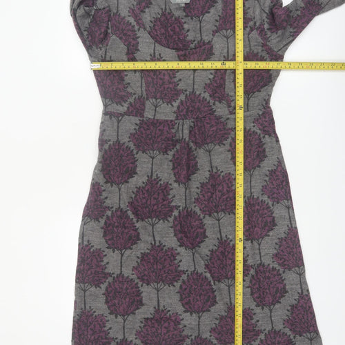 Lily & Me Womens Grey Floral Shift Dress Size 10 3/4 Sleeve Autumn