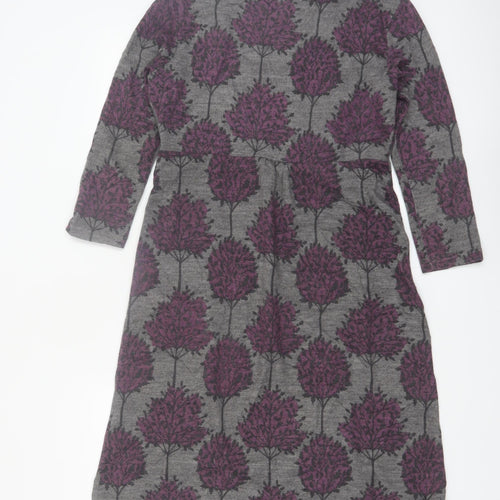 Lily & Me Womens Grey Floral Shift Dress Size 10 3/4 Sleeve Autumn
