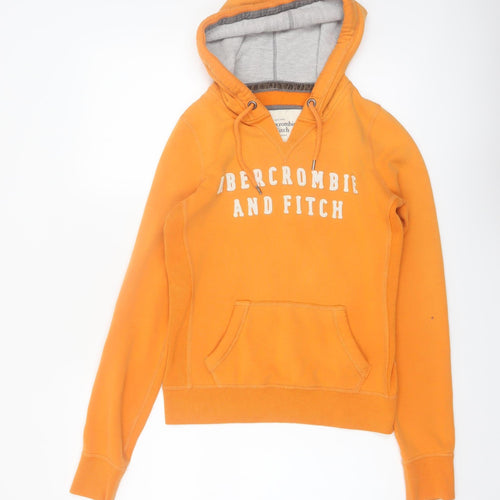 Abercrombie & Fitch Women's Orange Pullover Hoodie Small Cotton Blend