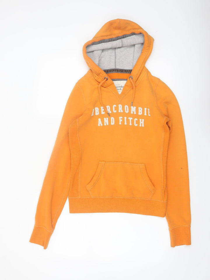 Abercrombie & Fitch Women's Orange Pullover Hoodie Small Cotton Blend
