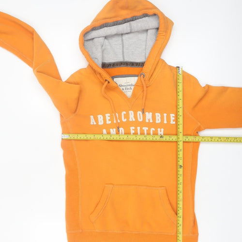 Abercrombie & Fitch Women's Orange Pullover Hoodie Small Cotton Blend