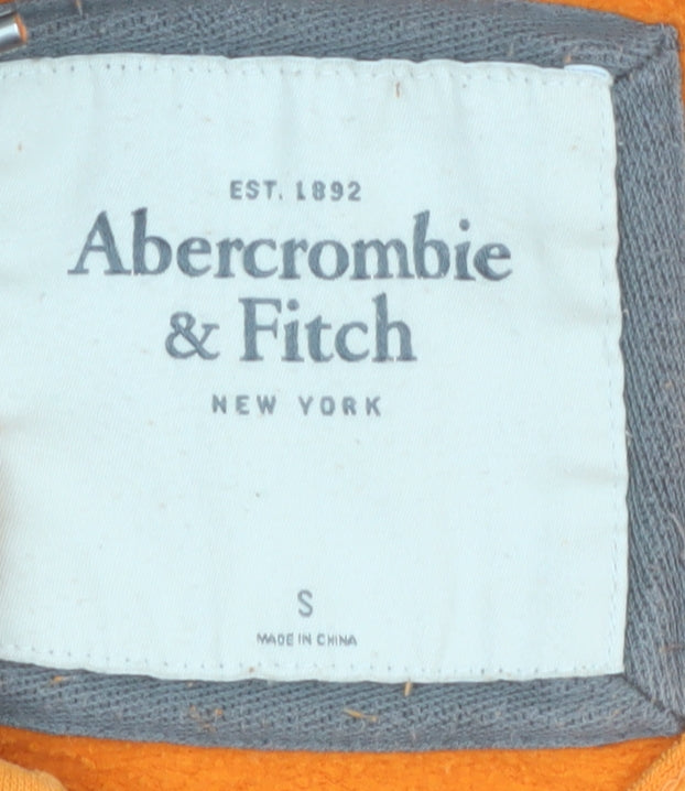 Abercrombie & Fitch Women's Orange Pullover Hoodie Small Cotton Blend