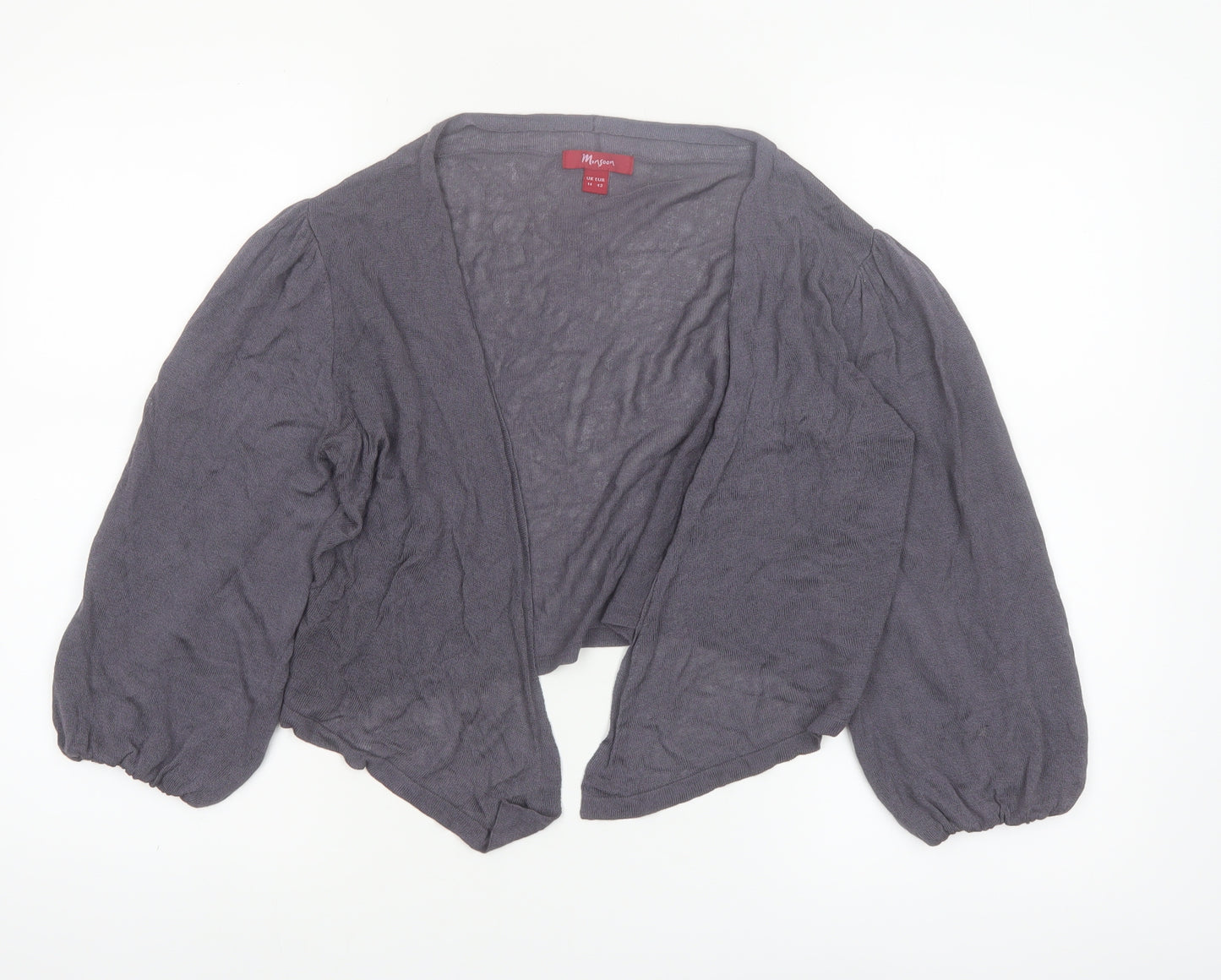 Monsoon Women Grey Size 14 Open Knit Viscose Cardigan