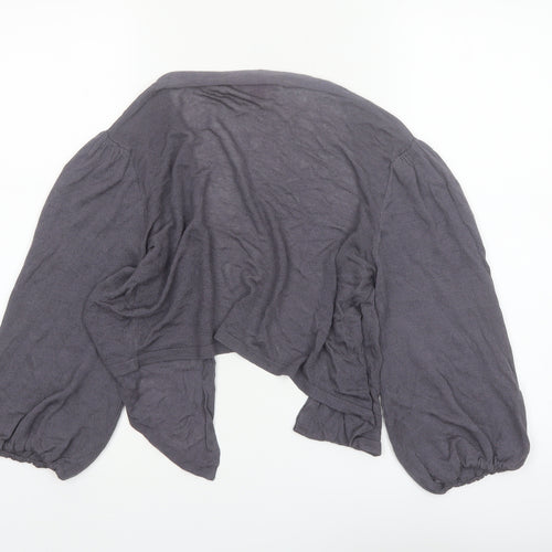 Monsoon Women Grey Size 14 Open Knit Viscose Cardigan