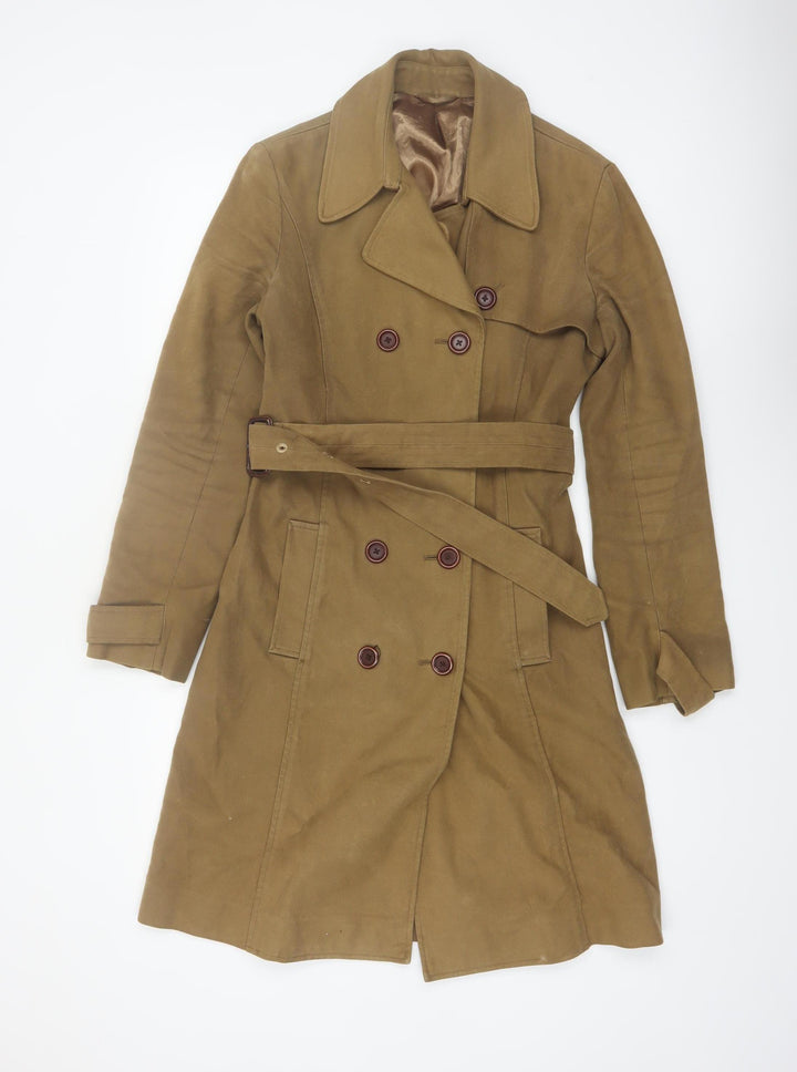 Hobbs Womens Brown Cotton Long Trench Coat Size 10