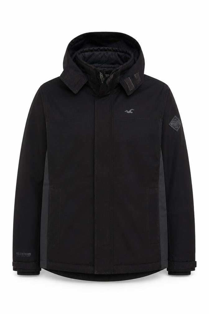 Hollister Men’s Black Mid-Length Waterproof Parka Jacket S