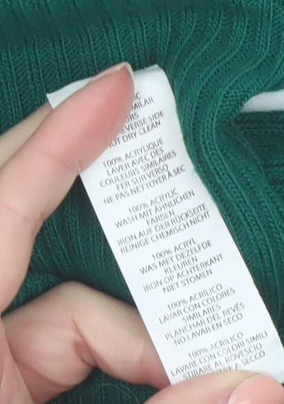 Boohoo Women’s Green Boat Neck Ribbed Knit Jumper Size S