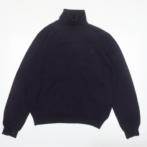 Ralph Lauren Men's Blue Roll Neck Merino Wool Jumper 2XL