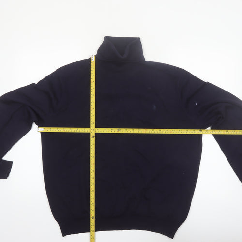 Ralph Lauren Men's Blue Roll Neck Merino Wool Jumper 2XL