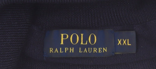 Ralph Lauren Men's Blue Roll Neck Merino Wool Jumper 2XL