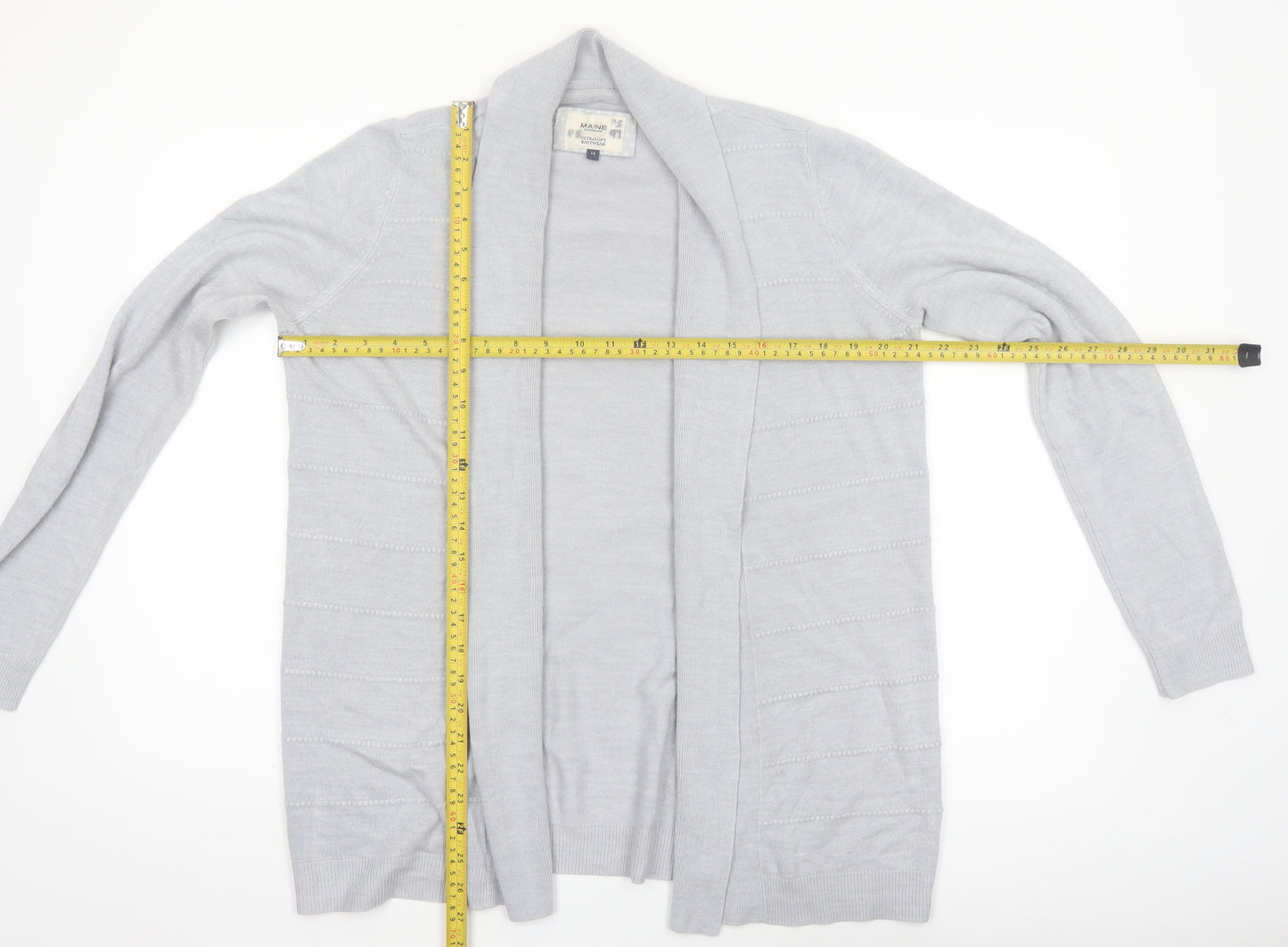 Maine New England Women’s Grey Size 14 Open Knit Cardigan
