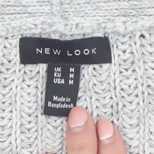 New Look Women’s Grey Chunky Knit Long Sleeve Cardigan Size M