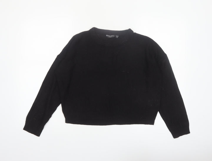 Brave Soul Women's Black Size 10 Crew Neck Long Sleeve Jumper