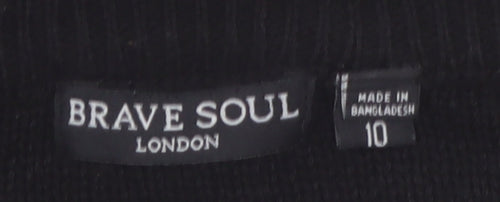 Brave Soul Women's Black Size 10 Crew Neck Long Sleeve Jumper