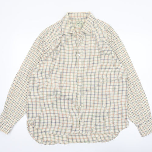 Hoggs of Fife Men's Beige Check Long Sleeve Button-Up Shirt L