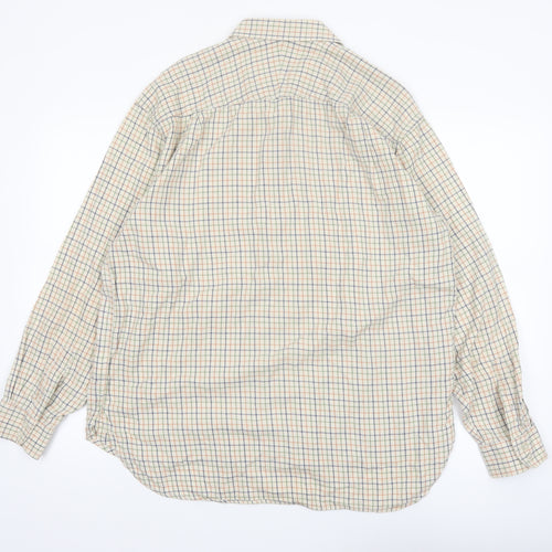 Hoggs of Fife Men's Beige Check Long Sleeve Button-Up Shirt L