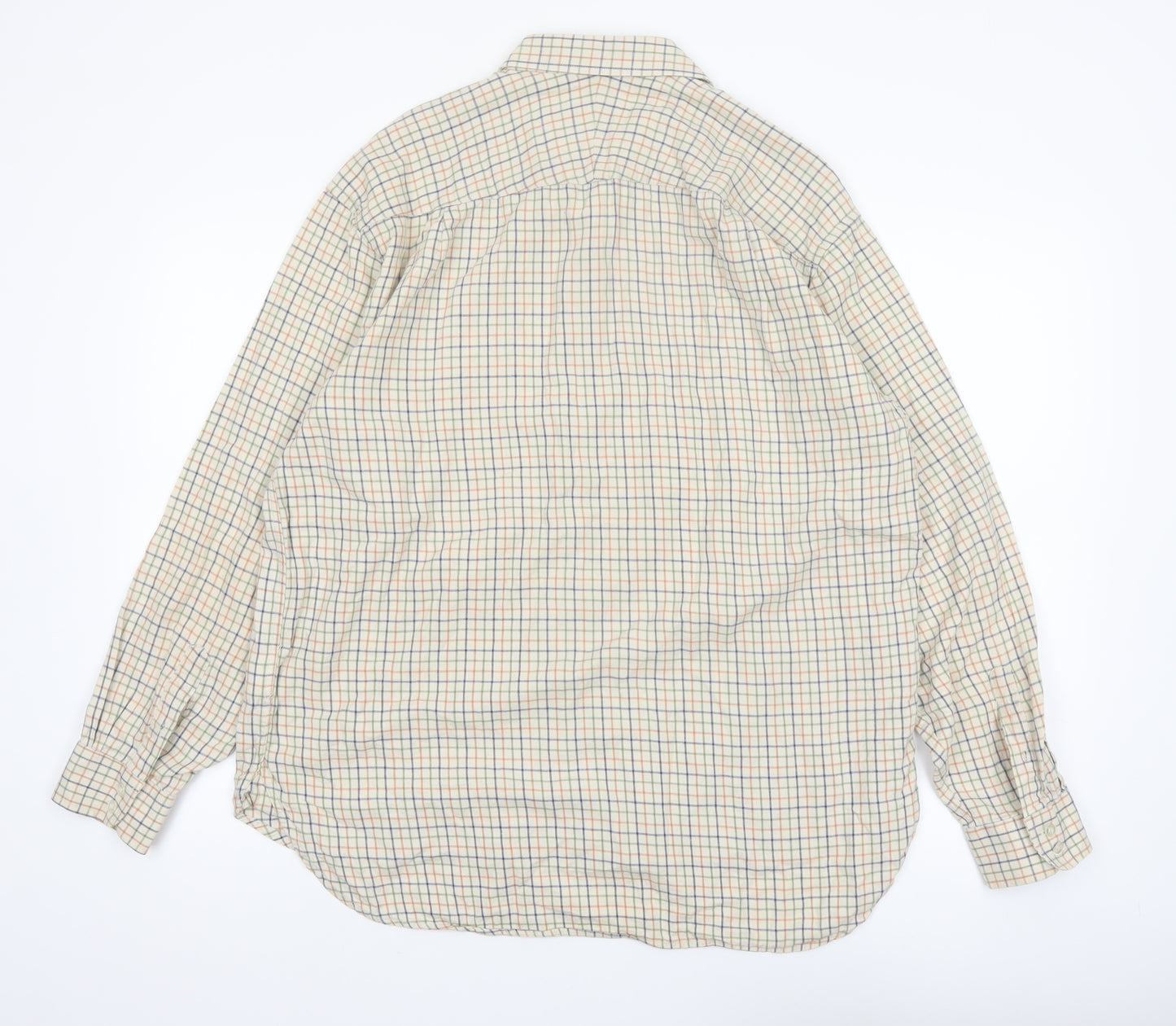 Hoggs of Fife Men's Beige Check Long Sleeve Button-Up Shirt L