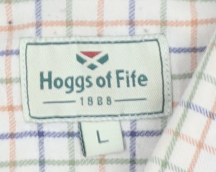 Hoggs of Fife Men's Beige Check Long Sleeve Button-Up Shirt L
