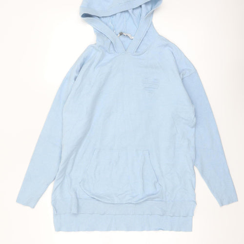 Amara Reya Women Light Blue Pullover Hoodie S-M Heart Back Detail