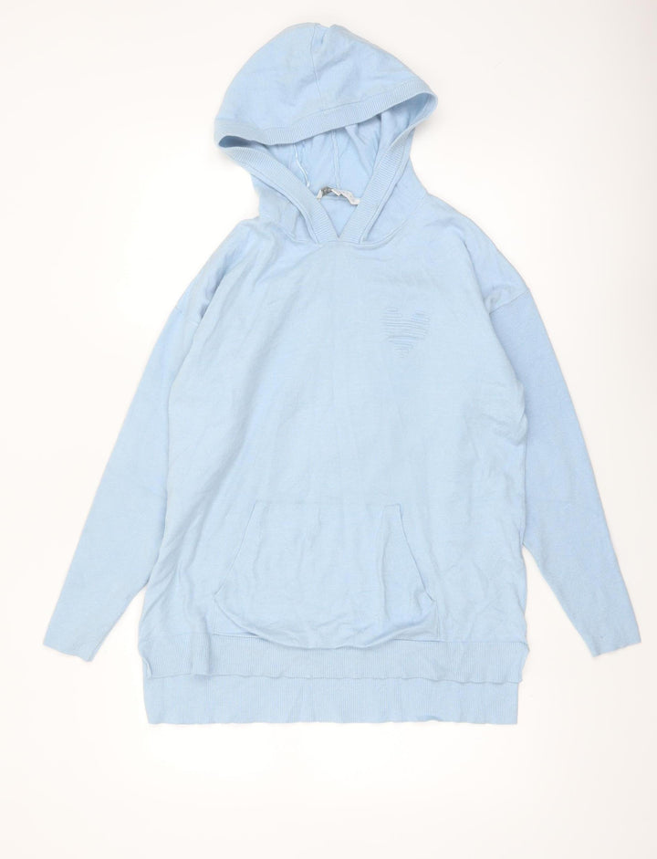 Amara Reya Women Light Blue Pullover Hoodie S-M Heart Back Detail