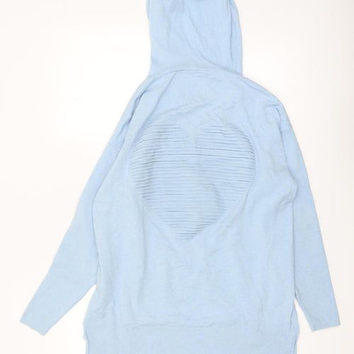 Amara Reya Women Light Blue Pullover Hoodie S-M Heart Back Detail