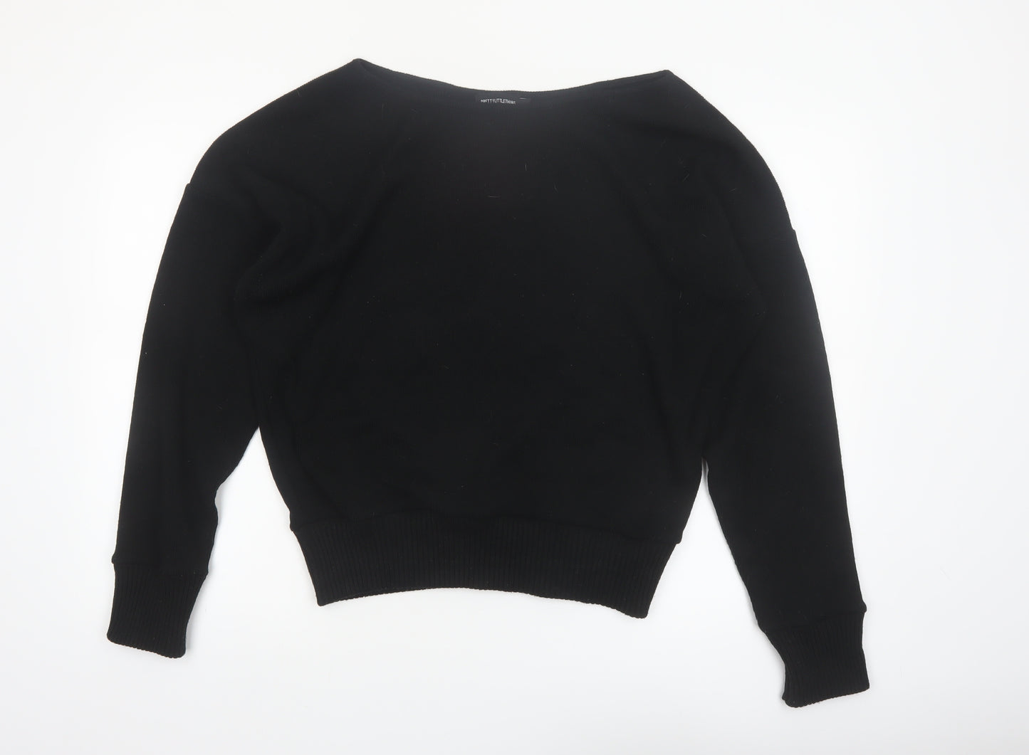 PrettyLittleThing Women Black L Knit Long Sleeve Boat Neck Jumper