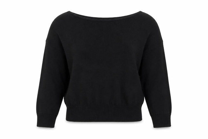 PRETTYLITTLETHING Women Black L Knit Long Sleeve Boat Neck Jumper