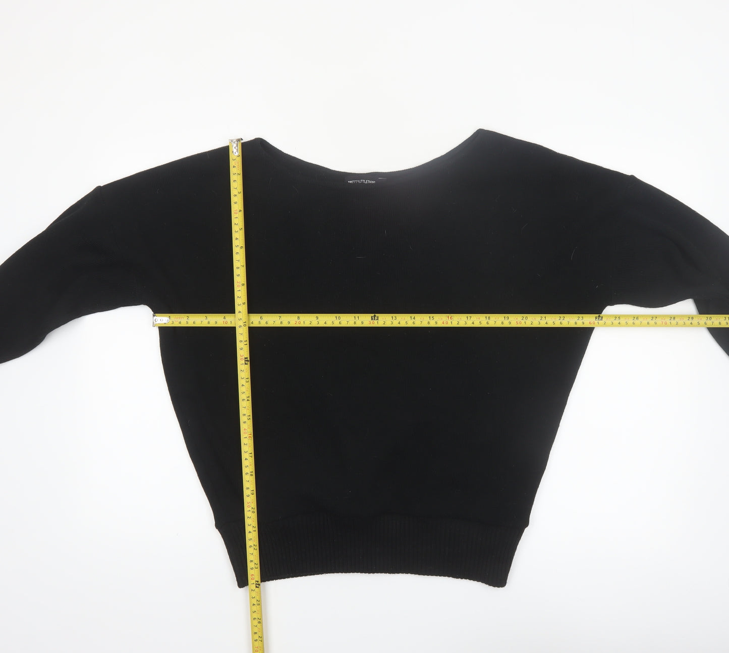 PrettyLittleThing Women Black L Knit Long Sleeve Boat Neck Jumper