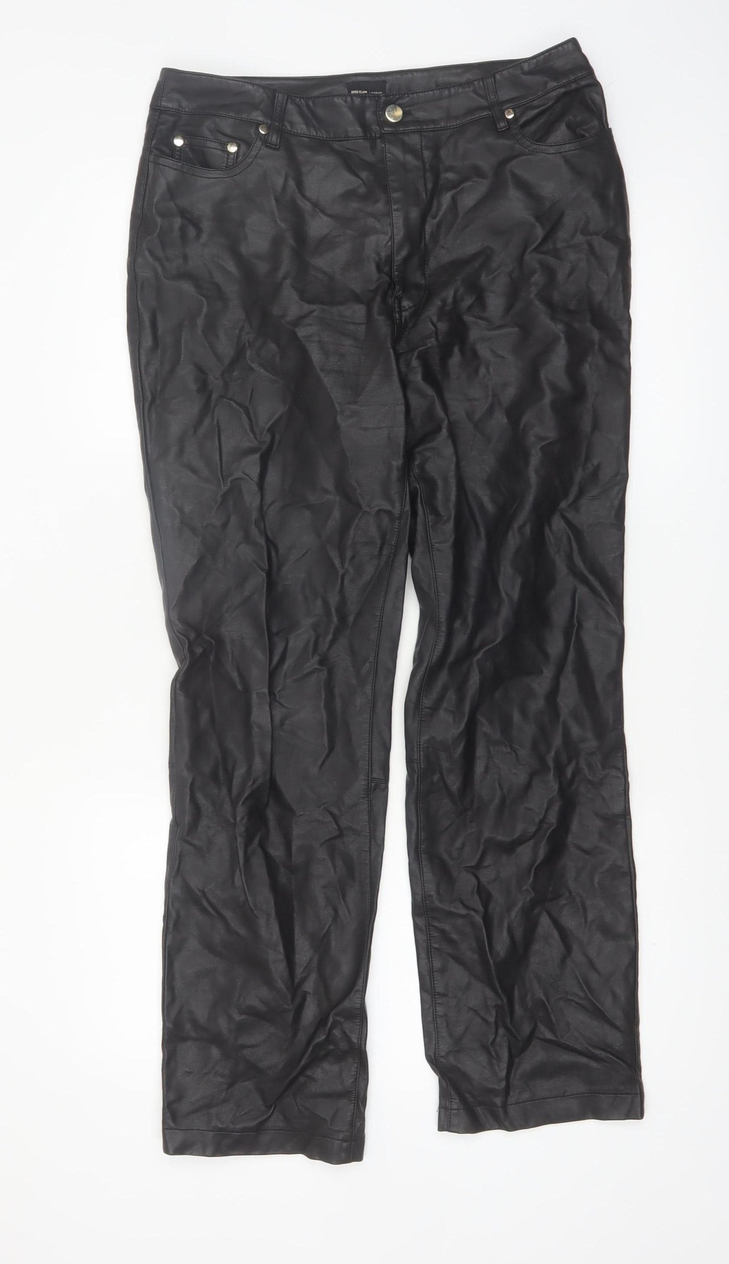 River Island Women’s Black Faux Leather Slim Trousers Size 14