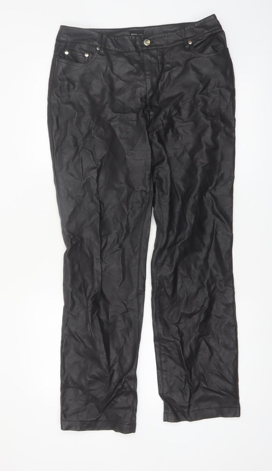 River Island Women’s Black Faux Leather Slim Trousers Size 14