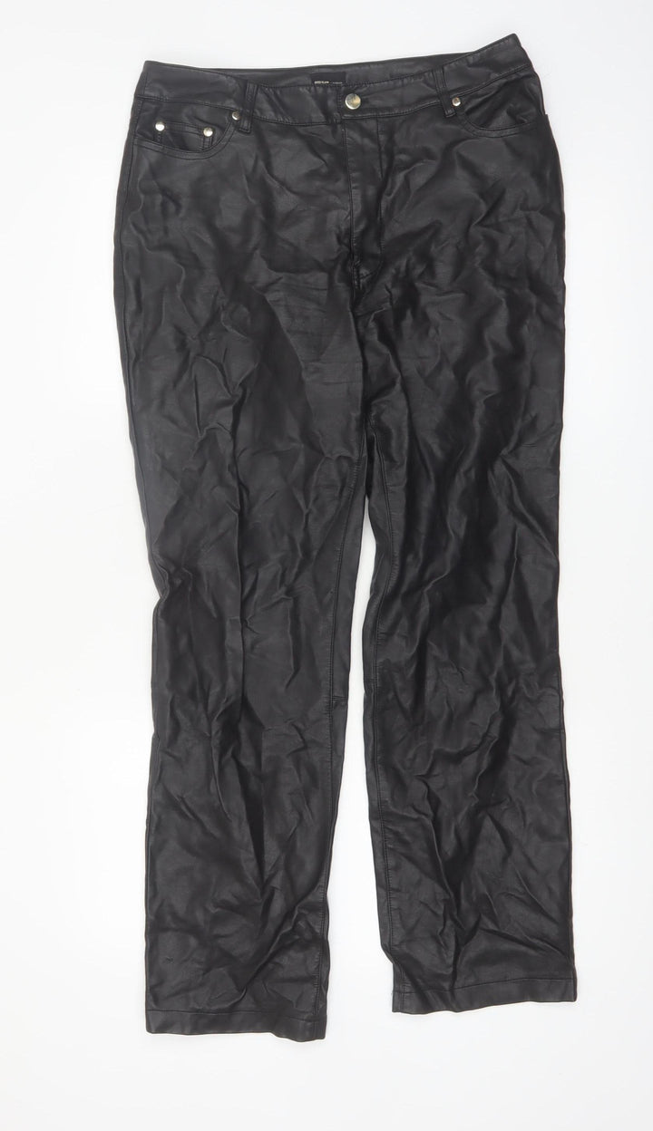 River Island Women’s Black Faux Leather Slim Trousers Size 14