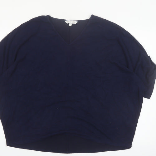 Apricot Women Blue V-Neck Relaxed Knit Pullover Jumper XL