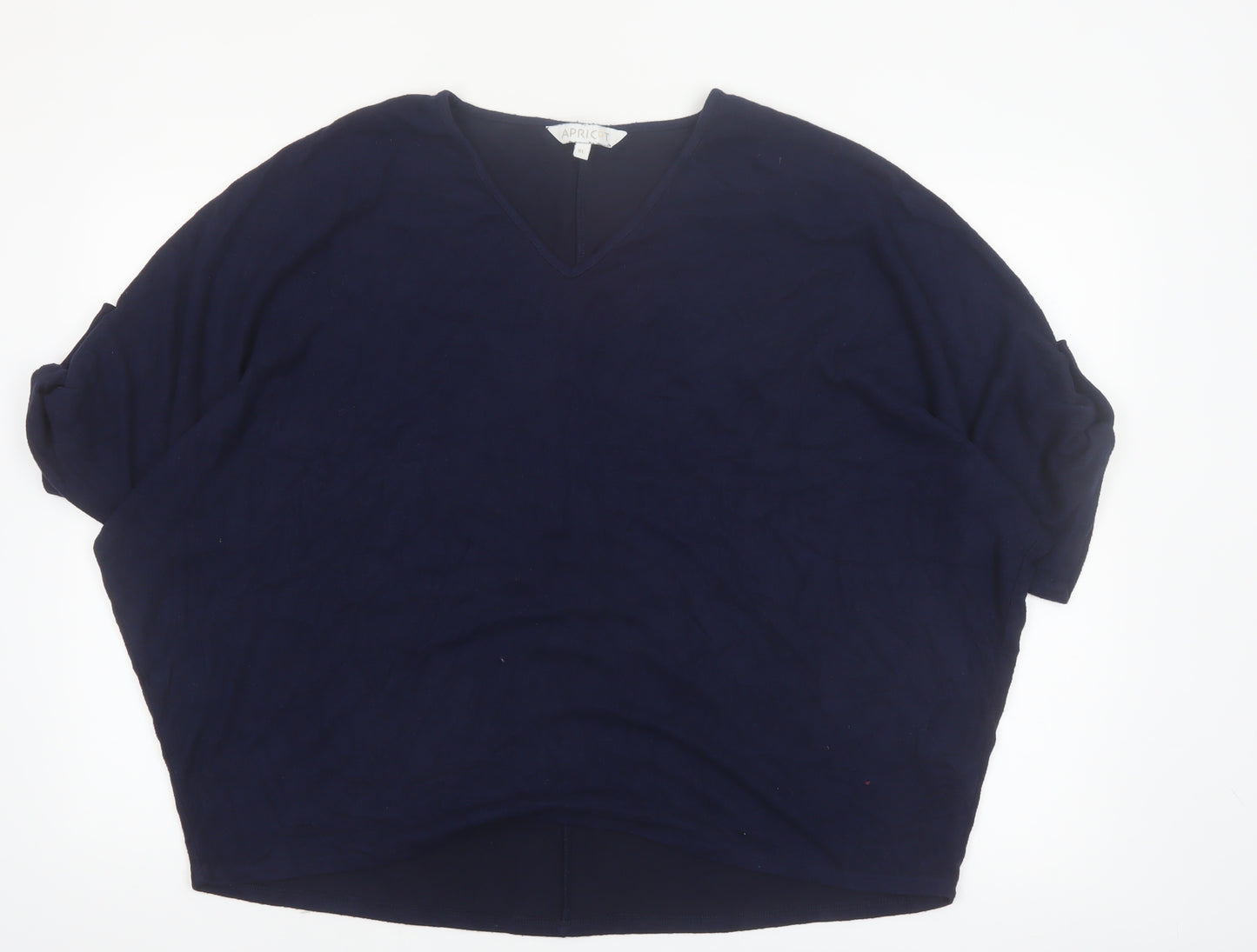 Apricot Women Blue V-Neck Relaxed Knit Pullover Jumper XL