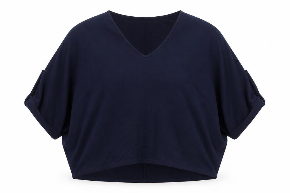 Front view of Apricot Women Blue V-Neck Relaxed Knit jumper XL