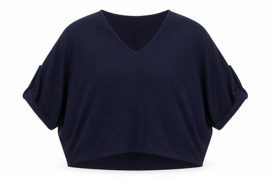 Front view of Apricot Women Blue V-Neck Relaxed Knit jumper XL