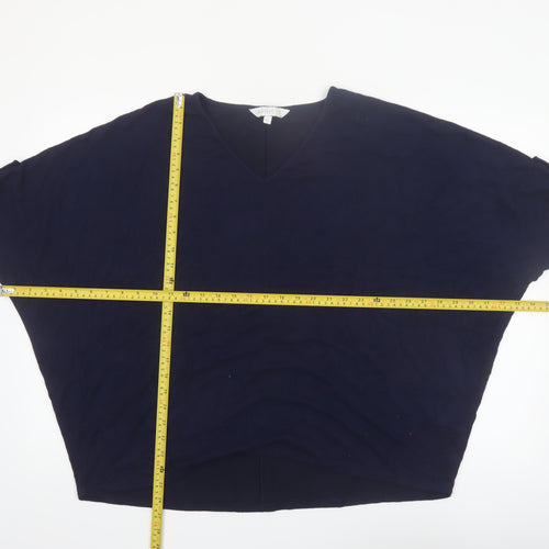 Apricot Women Blue V-Neck Relaxed Knit Pullover Jumper XL