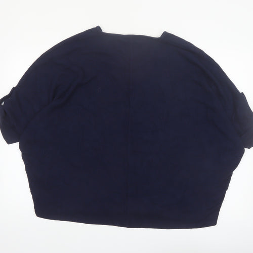 Apricot Women Blue V-Neck Relaxed Knit Pullover Jumper XL