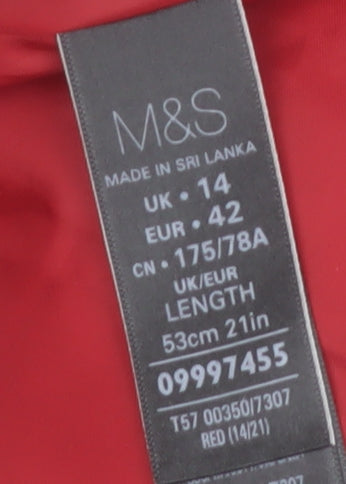 Marks and Spencer Women’s Red Pencil Skirt Size 14 Wool Blend