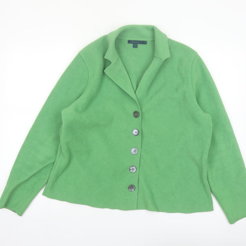Boden Women's Green Fleece Collared Button Cardigan Size 16