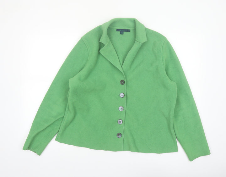 Boden Women's Green Fleece Collared Button Cardigan Size 16