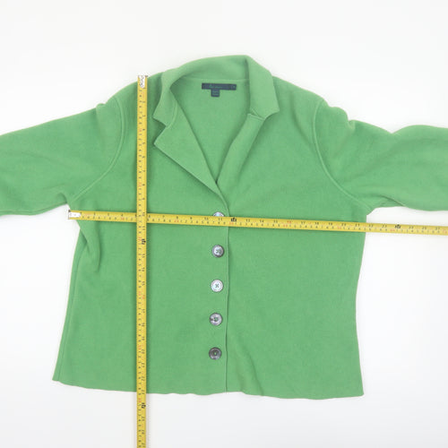Boden Women's Green Fleece Collared Button Cardigan Size 16