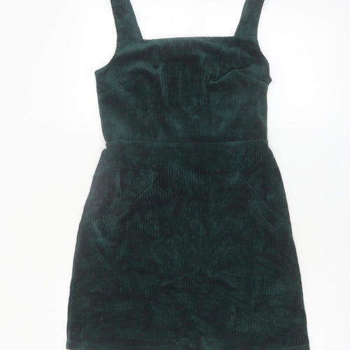 Topshop Tall Green Corduroy Pinafore Dress UK 8 Women's Short