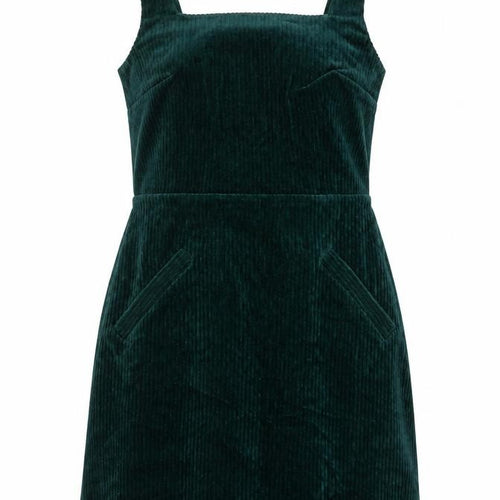 Topshop Tall Green Corduroy Pinafore Dress UK 8 Women's Short