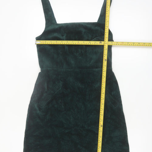 Topshop Tall Green Corduroy Pinafore Dress UK 8 Women's Short