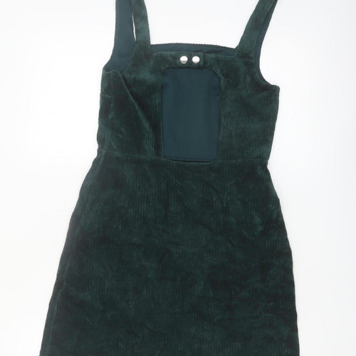 Topshop Tall Green Corduroy Pinafore Dress UK 8 Women's Short
