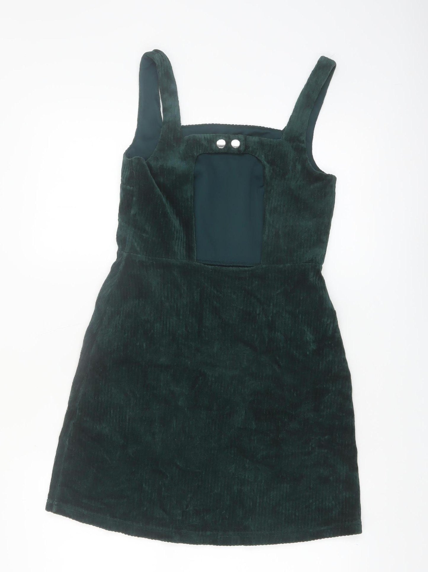Topshop Tall Green Corduroy Pinafore Dress UK 8 Women's Short